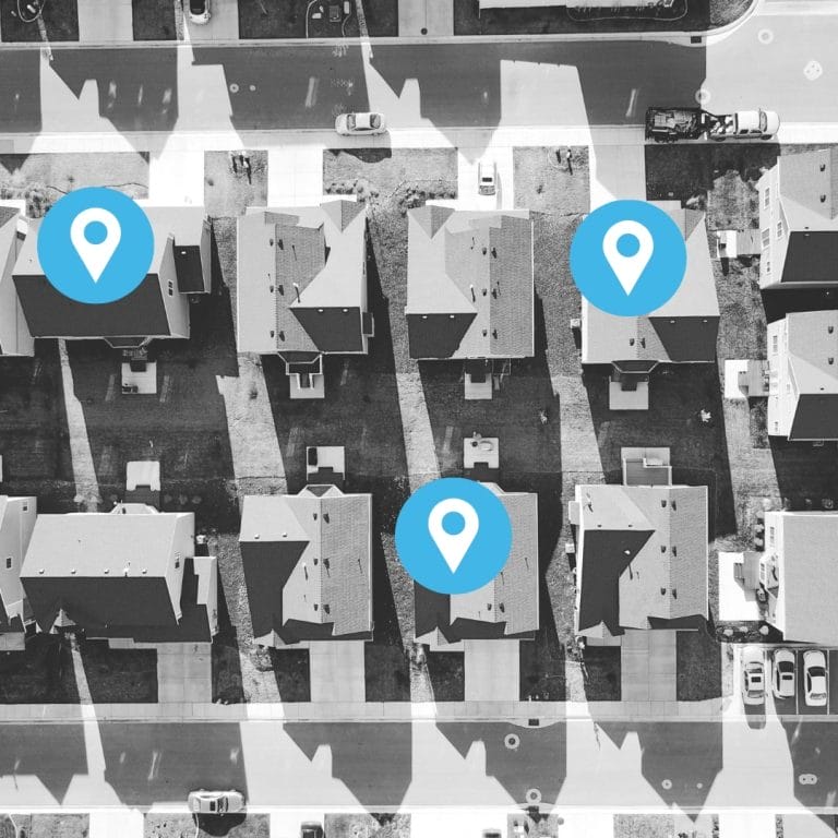 Aerial View of Residential Area for Radon Testing Locations